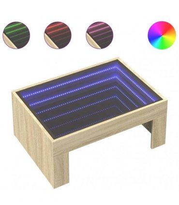 vidaXL Coffee Table with Infinity LED Sonoma Oak 70x50x30 cm