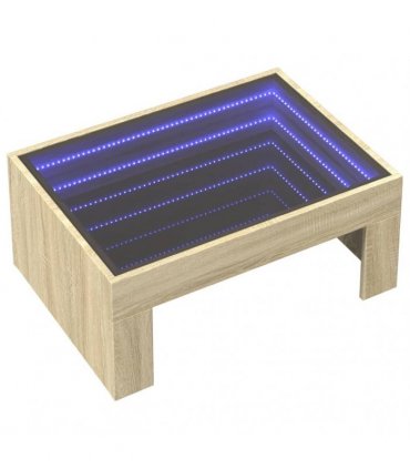 vidaXL Coffee Table with Infinity LED Sonoma Oak 70x50x30 cm