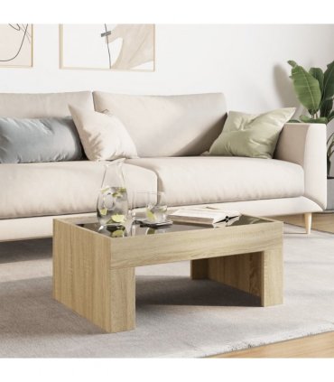 vidaXL Coffee Table with Infinity LED Sonoma Oak 70x50x30 cm