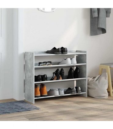 vidaXL Shoe Rack Concrete Oak 80x25x62 cm Engineered Wood