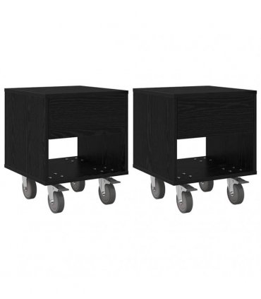 vidaXL Bedside Table 2 pcs Black Oak 40.5 x 40 x 48 cm Engineered Wood