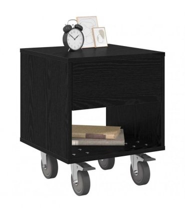 vidaXL Bedside Table 2 pcs Black Oak 40.5 x 40 x 48 cm Engineered Wood