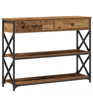 vidaXL Console Table with Drawer with Shelf Old wood 100 x 28 x 75 cm