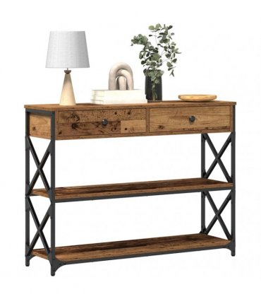 vidaXL Console Table with Drawer with Shelf Old wood 100 x 28 x 75 cm