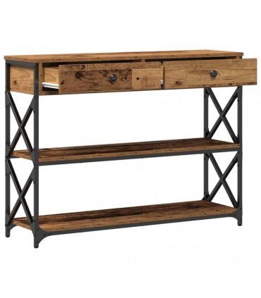 vidaXL Console Table with Drawer with Shelf Old wood 100 x 28 x 75 cm