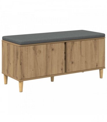 vidaXL Hall Bench with Cushion with Door Artisan Oak 100 x 38 x 46 cm