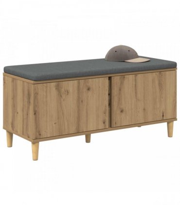 vidaXL Hall Bench with Cushion with Door Artisan Oak 100 x 38 x 46 cm