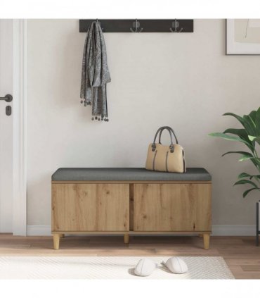 vidaXL Hall Bench with Cushion with Door Artisan Oak 100 x 38 x 46 cm