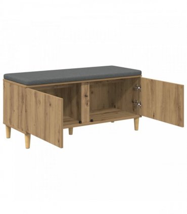 vidaXL Hall Bench with Cushion with Door Artisan Oak 100 x 38 x 46 cm