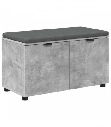 vidaXL Hall Bench with Cushion with Door Concrete Grey 80 x 38 x 46 cm