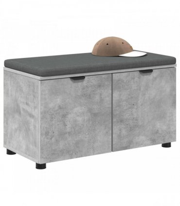 vidaXL Hall Bench with Cushion with Door Concrete Grey 80 x 38 x 46 cm