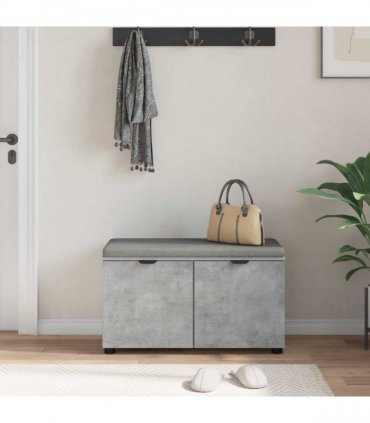 vidaXL Hall Bench with Cushion with Door Concrete Grey 80 x 38 x 46 cm