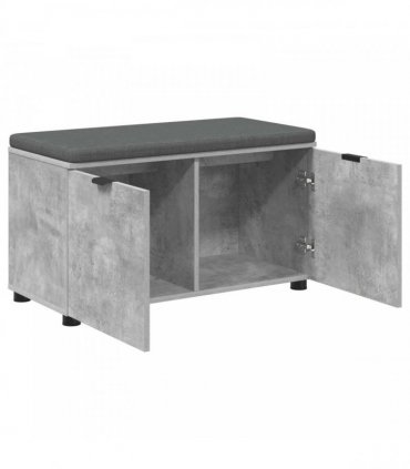 vidaXL Hall Bench with Cushion with Door Concrete Grey 80 x 38 x 46 cm