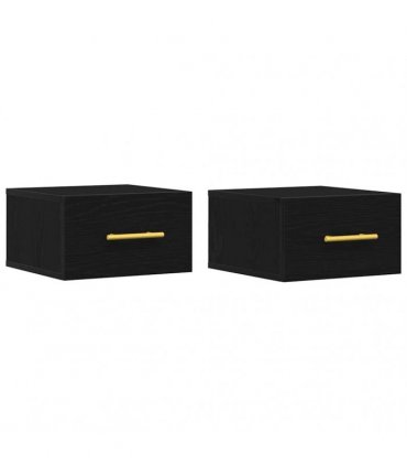 vidaXL Bedside Cabinet 2 pcs Black Oak 35 x 35 x 20 cm Engineered Wood
