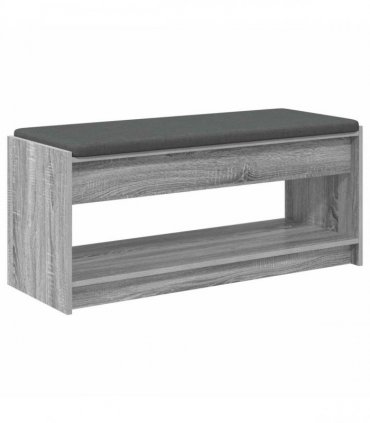 vidaXL Hall Bench with Cushion with Shelf Grey Sonoma 103 x 38 x 45 cm