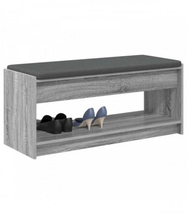 vidaXL Hall Bench with Cushion with Shelf Grey Sonoma 103 x 38 x 45 cm