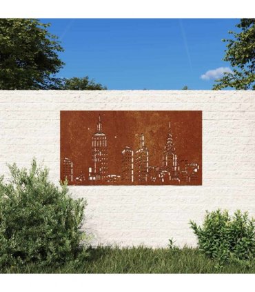 vidaXL Garden Wall Decoration 105x55 cm Corten Steel Skyline Design