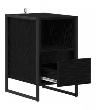 vidaXL Bedside Table Black Oak 39.5 x 30 x 50 cm Engineered Wood