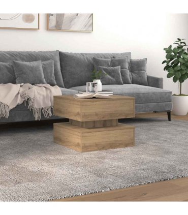vidaXL Coffee Table with LED Lights Artisian Oak 50x50x40 cm