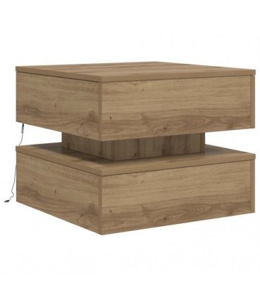 vidaXL Coffee Table with LED Lights Artisian Oak 50x50x40 cm