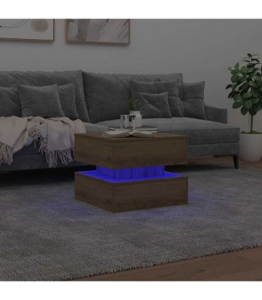 vidaXL Coffee Table with LED Lights Artisian Oak 50x50x40 cm