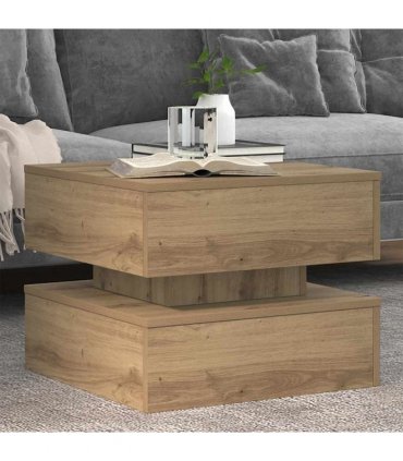 vidaXL Coffee Table with LED Lights Artisian Oak 50x50x40 cm