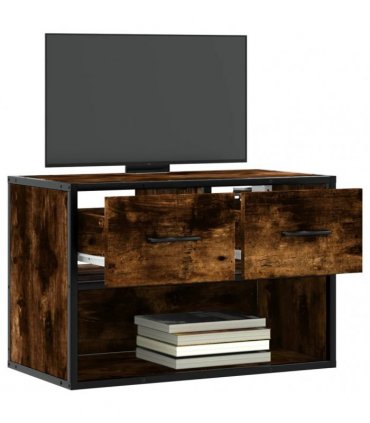 vidaXL TV Cabinet Smoked Oak 60x31x39.5 cm Wood and Metal