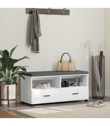 vidaXL Hall Bench White 100 x 38 x 46 cm Engineered Wood and Fabric