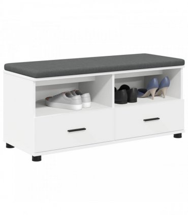 vidaXL Hall Bench White 100 x 38 x 46 cm Engineered Wood and Fabric