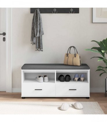 vidaXL Hall Bench White 100 x 38 x 46 cm Engineered Wood and Fabric