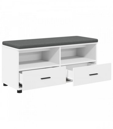 vidaXL Hall Bench White 100 x 38 x 46 cm Engineered Wood and Fabric