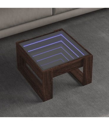 vidaXL Coffee Table with Infinity LED Brown Oak 50x53x30 cm