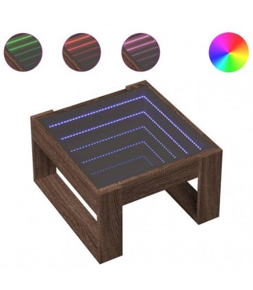 vidaXL Coffee Table with Infinity LED Brown Oak 50x53x30 cm