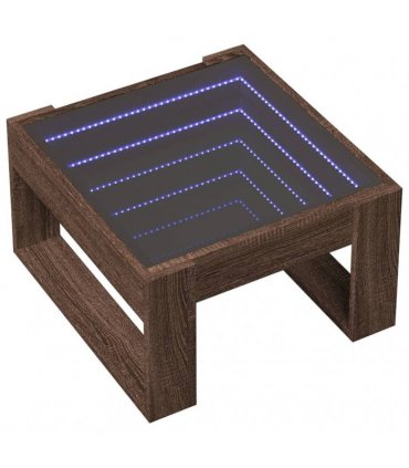 vidaXL Coffee Table with Infinity LED Brown Oak 50x53x30 cm