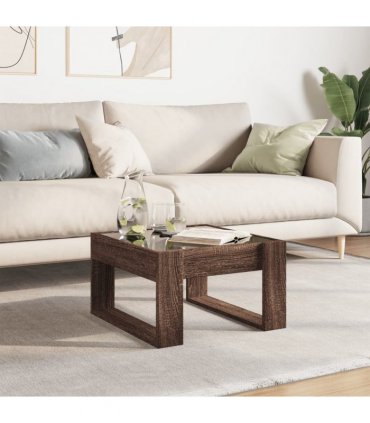 vidaXL Coffee Table with Infinity LED Brown Oak 50x53x30 cm