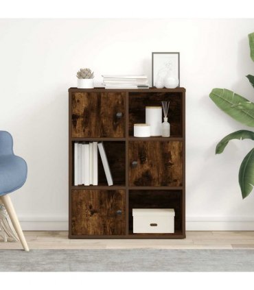 vidaXL Bookcase Smoked Oak 60x24x76.5 cm Engineered Wood
