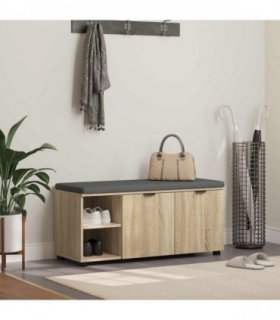 vidaXL Hall Bench with Cushion with Shelf Sonoma Oak 100 x 38 x 46 cm