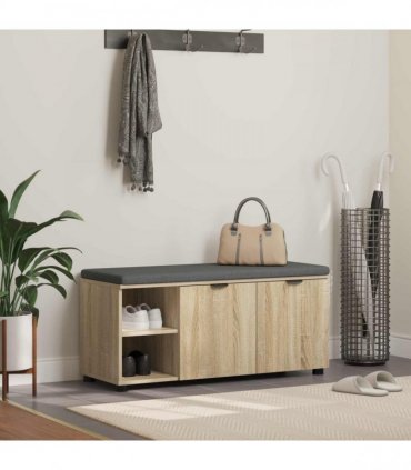 vidaXL Hall Bench with Cushion with Shelf Sonoma Oak 100 x 38 x 46 cm