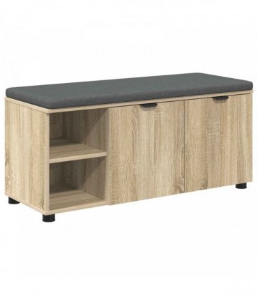 vidaXL Hall Bench with Cushion with Shelf Sonoma Oak 100 x 38 x 46 cm
