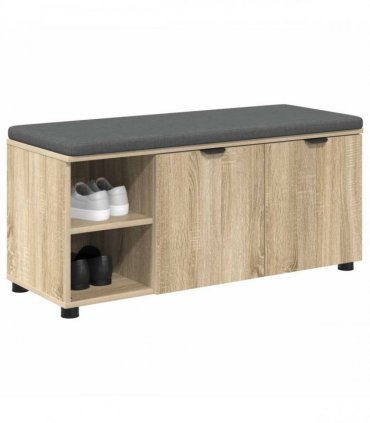 vidaXL Hall Bench with Cushion with Shelf Sonoma Oak 100 x 38 x 46 cm