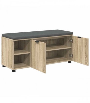 vidaXL Hall Bench with Cushion with Shelf Sonoma Oak 100 x 38 x 46 cm