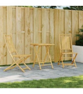 vidaXL Bistro Set | Natural Bamboo | Bamboo | Compact | Foldable | Bistro Set