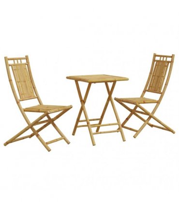vidaXL Bistro Set | Natural Bamboo | Bamboo | Compact | Foldable | Bistro Set