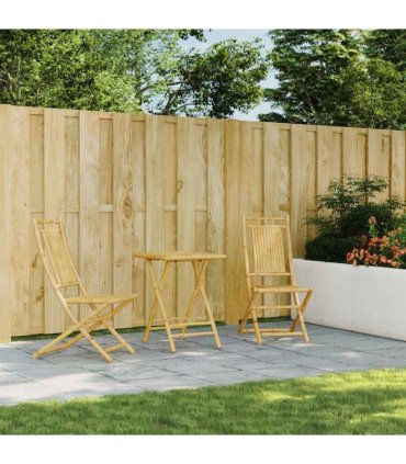 vidaXL Bistro Set | Natural Bamboo | Bamboo | Compact | Foldable | Bistro Set