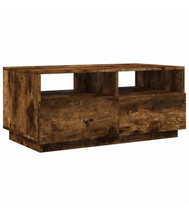 vidaXL Coffee Table with LED Lights Smoked Oak 90x49x40 cm