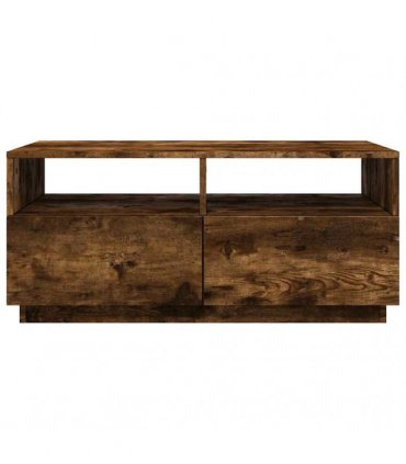 vidaXL Coffee Table with LED Lights Smoked Oak 90x49x40 cm