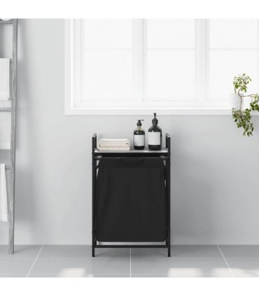 vidaXL Laundry Basket 1 Compartment with Shelf Grey Sonoma