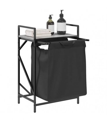 vidaXL Laundry Basket 1 Compartment with Shelf Grey Sonoma