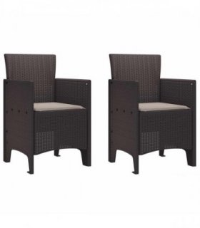 vidaXL Garden Chair 2 pcs Brown 53 x 49 x 85 cm Polypropylene