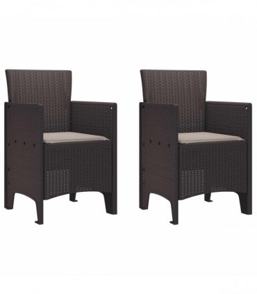 vidaXL Garden Chair 2 pcs Brown 53 x 49 x 85 cm Polypropylene